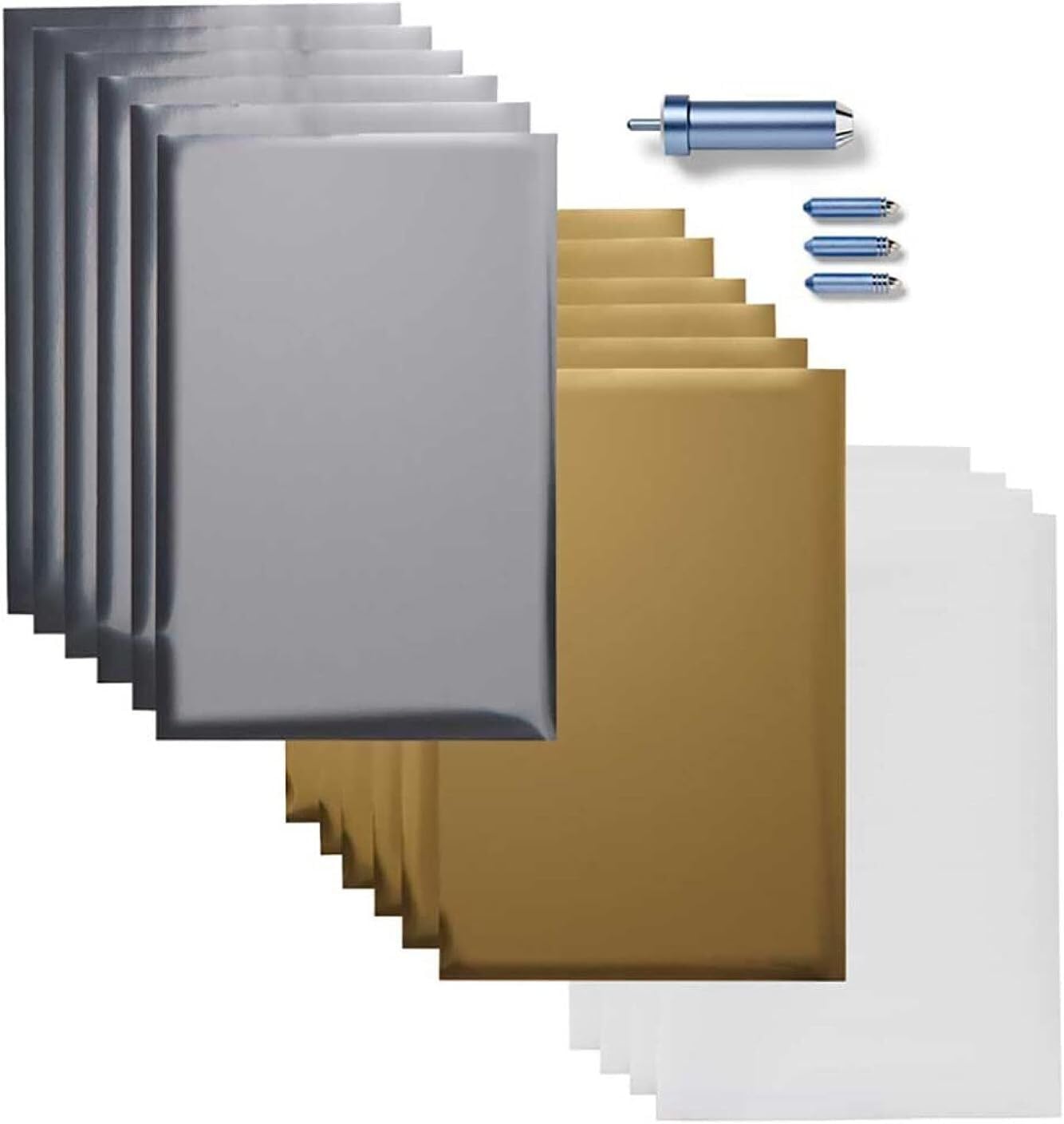 Cricut Foil Transfer Kit - 12 Sheets, 3-in-1 Tool with Interchangeable Tips (Fine, Medium & Bold), Housing & Adhesive Tape - for Maker & Explore Machines