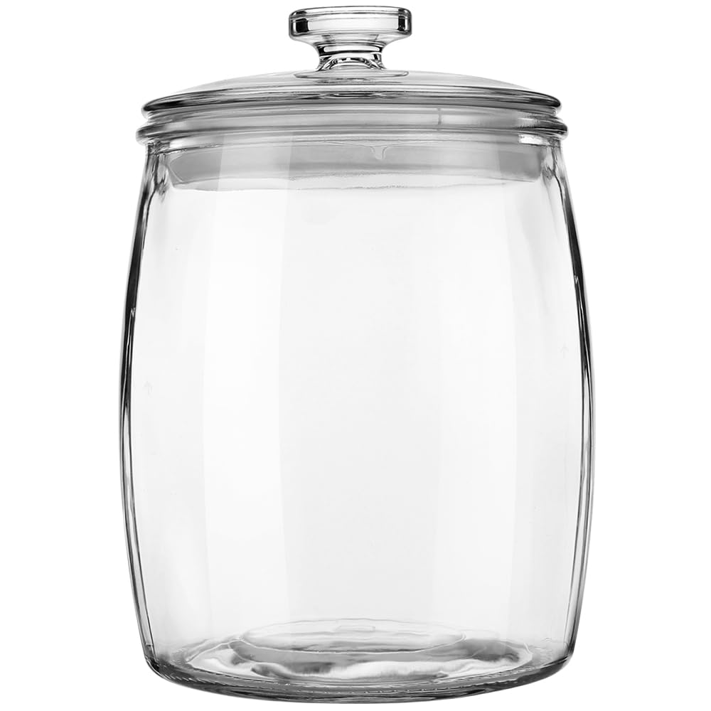 Folinstall Wide Mouth Decorative Apothecary Canister, 0.5 Gallon Glass Jar with Lid for Laundry Room Organizers and Storage, 72 Oz Clear Cookie Jar for Candy, Sugar, Flour, Rice