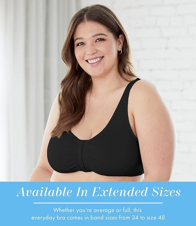 Bestform 5006014 Comfortable Unlined Wireless Cotton Stretch Sports Bra with Front Closure, Grey | Black | White, 38