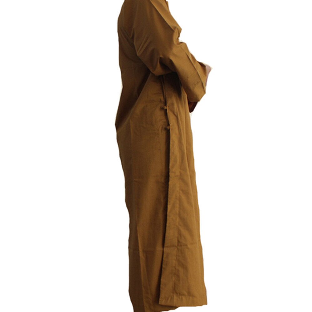 Long Cotton Kung Fu Shaolin Monk Robe Lay Master Zen Buddhist Meditation Gown L