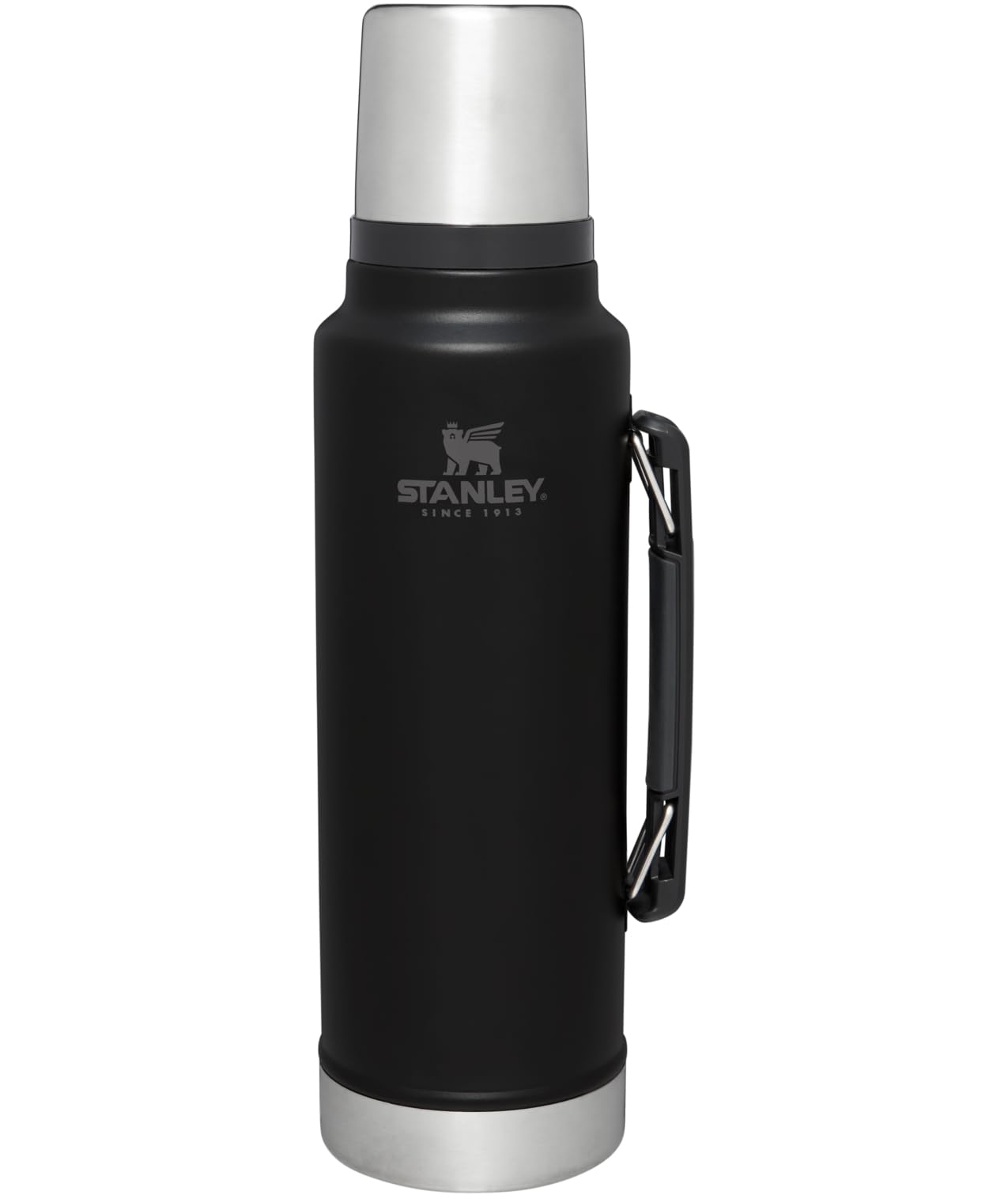 Stanley Classic Legendary Vacuum Bottle 1.5 qt | Wide Mouth with Leakproof Cup Lid | Keep Drinks Hot or Cold | Packable for Travel | Insulated Stainless Steel Thermal Bottle | BPA-Free | Black 2.0