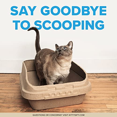Kitty Sift (Set of 1 Litter Box & 5 Sifting Liners) Sustainable, Clean, Sifting, Disposable Cat Litter Box Kit - Jumbo, 6-Set Kit
