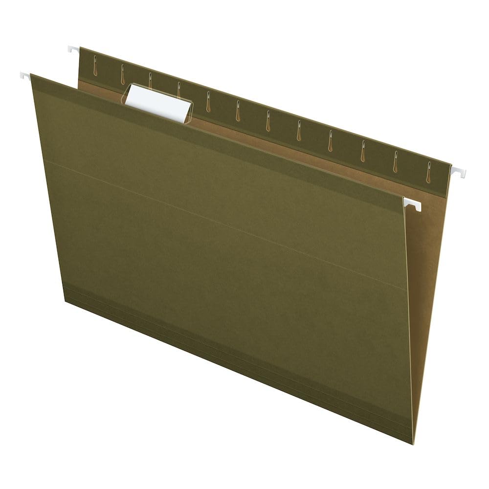 Pendaflex Hanging File Folders, Legal Size, Reinforced Standard Green, 25-Pack, Polylaminate Strips, Expandable Design, Durable Filing for Office or Home Organization