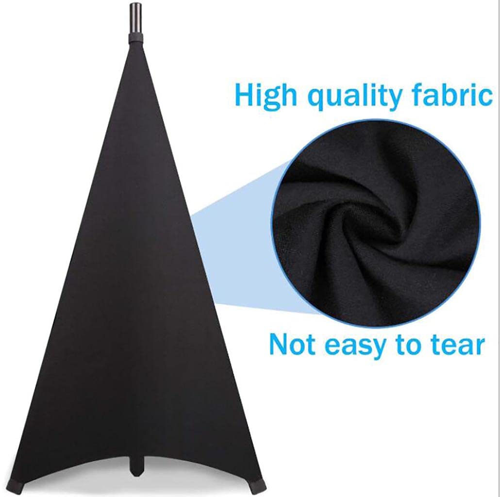 J&C 2 Pcs Speaker Stand Cover Tripod Stand Scrim Triple 3 Sided DJ Speaker Spandex Stretch Cover Light Stand Skirt Protection Cover for Indoor and Outdoor Use (Black)