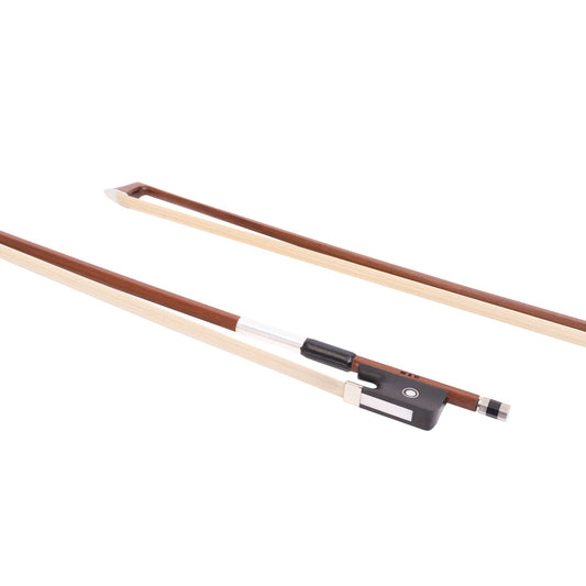 MI&VI Classic Brazilwood Viola Bow for 14"-17" Violas (Full Size) with Ebony Frog and Octagonal Silver Mount | Well Balanced | Light Weight | Real Mongolian Horse Hair - By MIVI Music