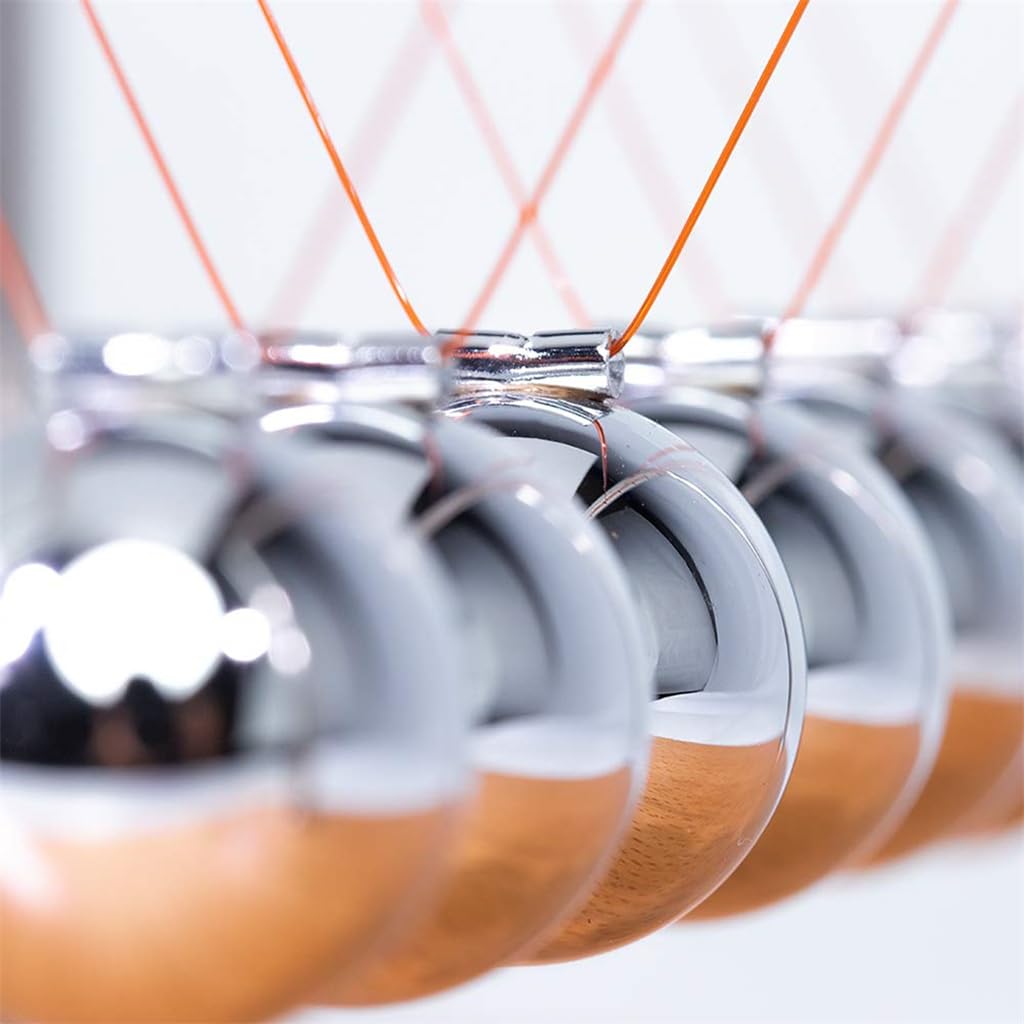 CERROPI Large Newtons Cradle Pendulum with 7 Balls, Physics Perpetual Motion Desk Toys for Office, Calm Down Fidgets, 50+ Sec Swingtime (Beech Base)
