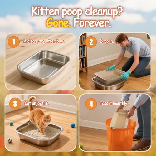 Disposable Litter Boxes for Cats Large: Recyclable 6-Pack Multi-Layer Leak-Proof Tray for Travel/Indoor Fits Most Jumbo Box as Liner