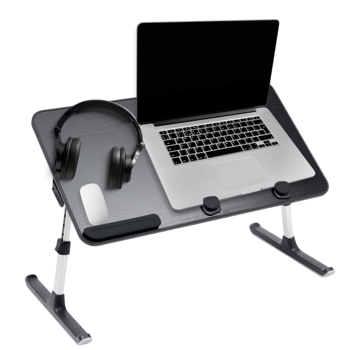 AXTON Black Foldable Laptop Table Desk Stand, Adjustable, Portable Workstation for Bed, Floor, Couch, Sofa, Breakfast, Lap - for Home, Office, Work, Reading, Writing, and Dining - Medium