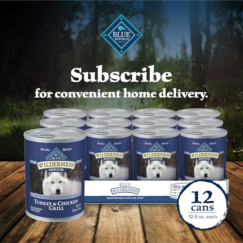 Blue Buffalo Wilderness High Protein Grain Free, Natural Senior Wet Dog Food, Turkey & Chicken Grill 354G Can (Pack Of 12)