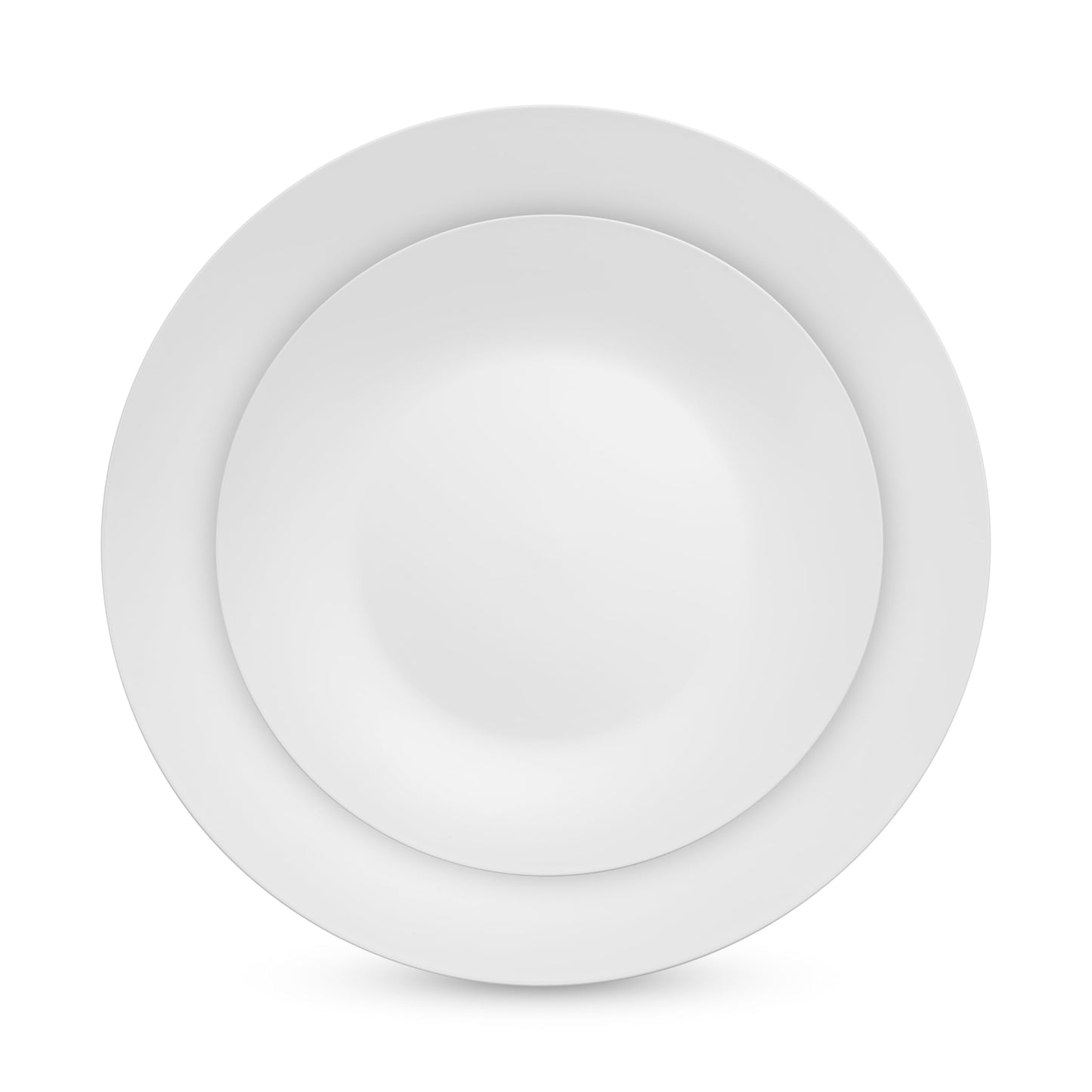 Munfix 100 White Plastic Plates Set, 50 Pcs 10.25 Inch Dinner and 50 Pcs 7.5 Inch Plastic Dessert Plates, Elegant Fancy Heavy Duty Disposable Plates for Party, Wedding, White