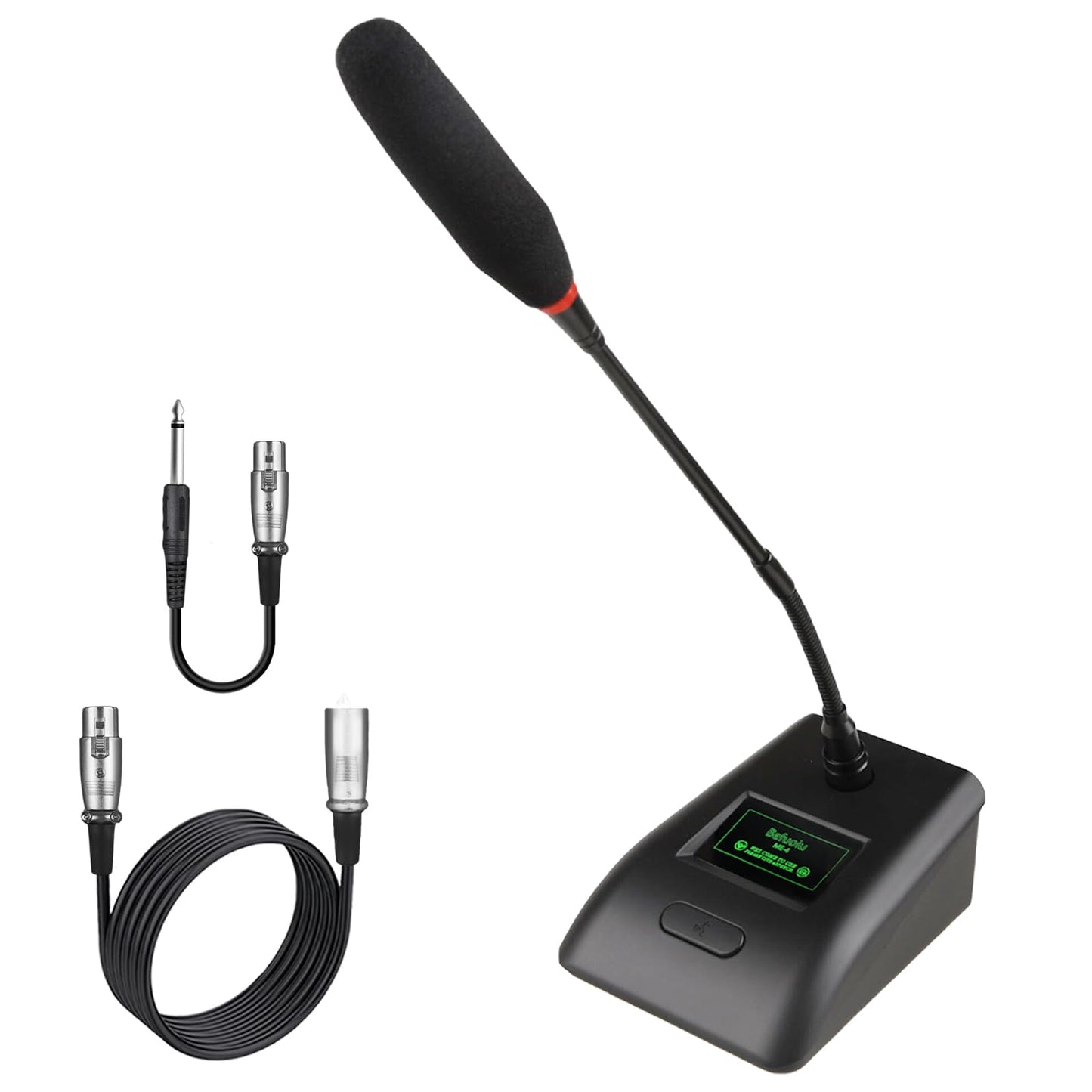 Desktop Gooseneck Conference Microphone Wired with 48V Phantom. Table Mounted Corded Condenser XLR Microphone with 26ft XLR Male to Female Cable and 6.35mm Adapter Cable for Speake, Studio, Recording