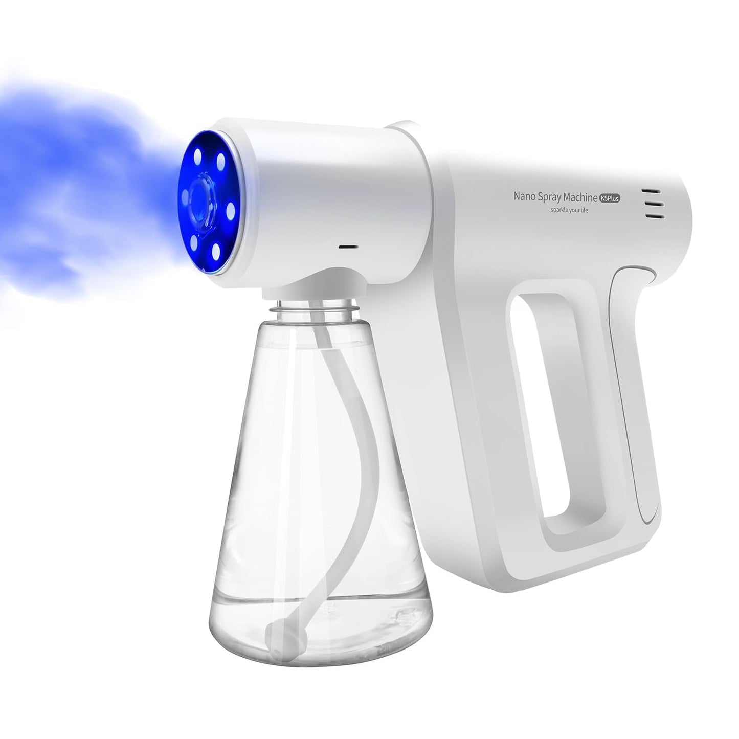 S OUJCEN ULV Electrostatic Fogger with Blue Light Technology | 380ml Rechargeable Nano Mister for Multi-Surface Care | Handheld Portable Atomizer (K5 Plus)