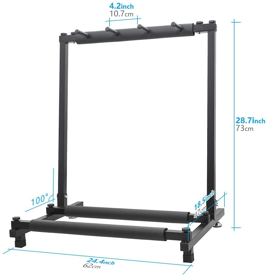 3-Space Foldable Universal Multi Guitar Stand - Guitar Stand Portable Collapsible Instrument Floor Guitar Rack Holder Foam Padding - For Acoustic, Electric, Bass Guitar & Guitar Bag/Case - (3 Guitar)