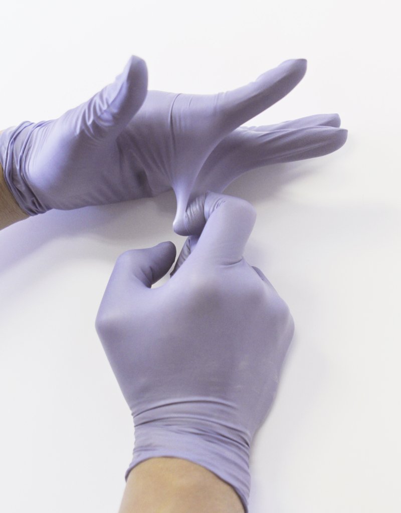 Infi-Touch, Nitrile Gloves, Powder Free, Hypoallergenic, 12" Length, Disposable, 6 mil Thickness, Steel Blue, (50 Gloves Count) (Medium)