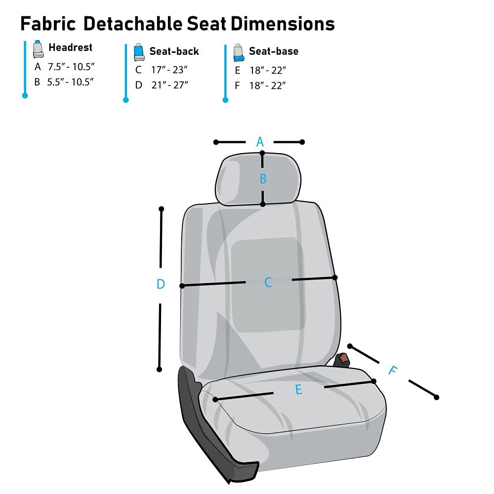 FH Group Car Seat Covers Front Set Premium 3D Air Mesh - Low Back Car Seats with Removable Headrest,Universal Fit,Automotive Seat Cover,Airbag Compatible Car Seat Cover for SUV,Sedan,Van Black