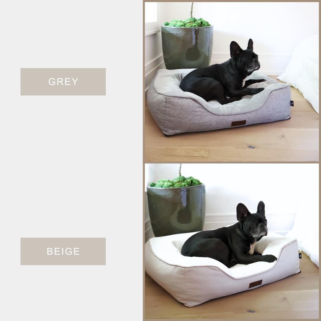 JACKO & CO - Premium Orthopedic Dog Bed with Egg Crate Memory Foam – Waterproof Lining & Removable Machine Washable Cover – Soft Velvet Fabric & High-Density Foam with Non-Slip Base (Grey, Small)