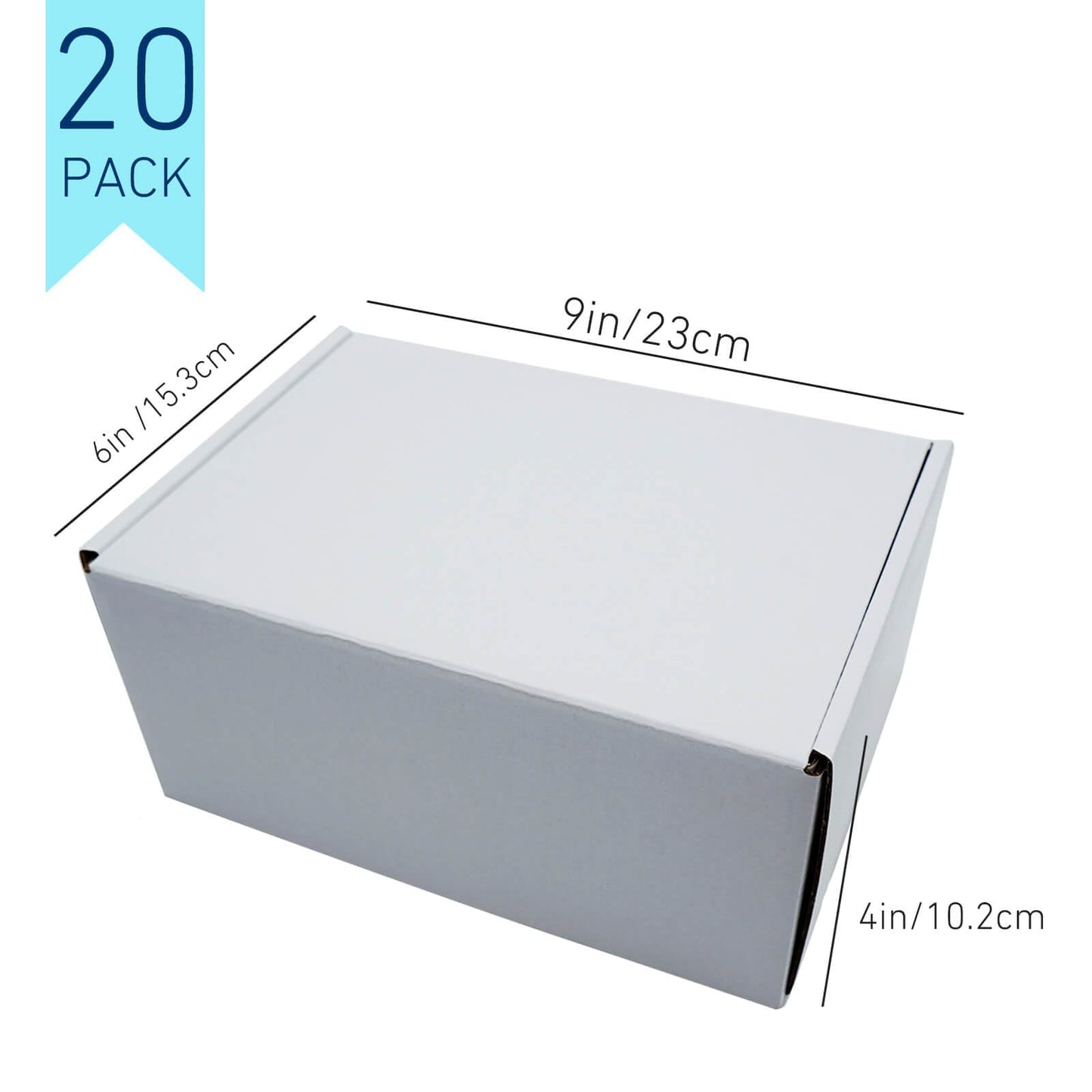 Shipping Boxes 9x6X4 Inches Set of 20 White Corrugated Cardboard Mailer Boxes for Packing, Mailing, and Small Business