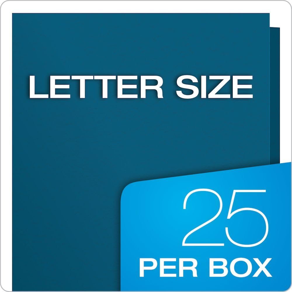 Oxford Duotang Folders, Royal Blue, Letter Size, 135-Sheet Capacity, Twin Pockets with Built-In 2-Prong Fasteners, Business Card Holder, 25-Pack, Recycled Material for School or Office Use