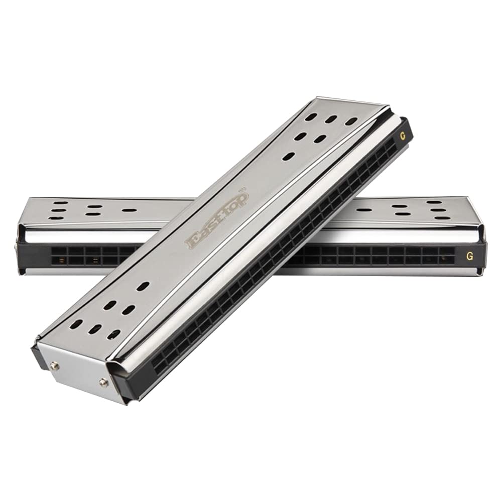Selected Reeds 24Holes Double-sided Double-tone Harmonica, Advanced C-tone G-tone Polyphonic Harmonica for Beginners, Adults and Students with Wooden Box (24holes)