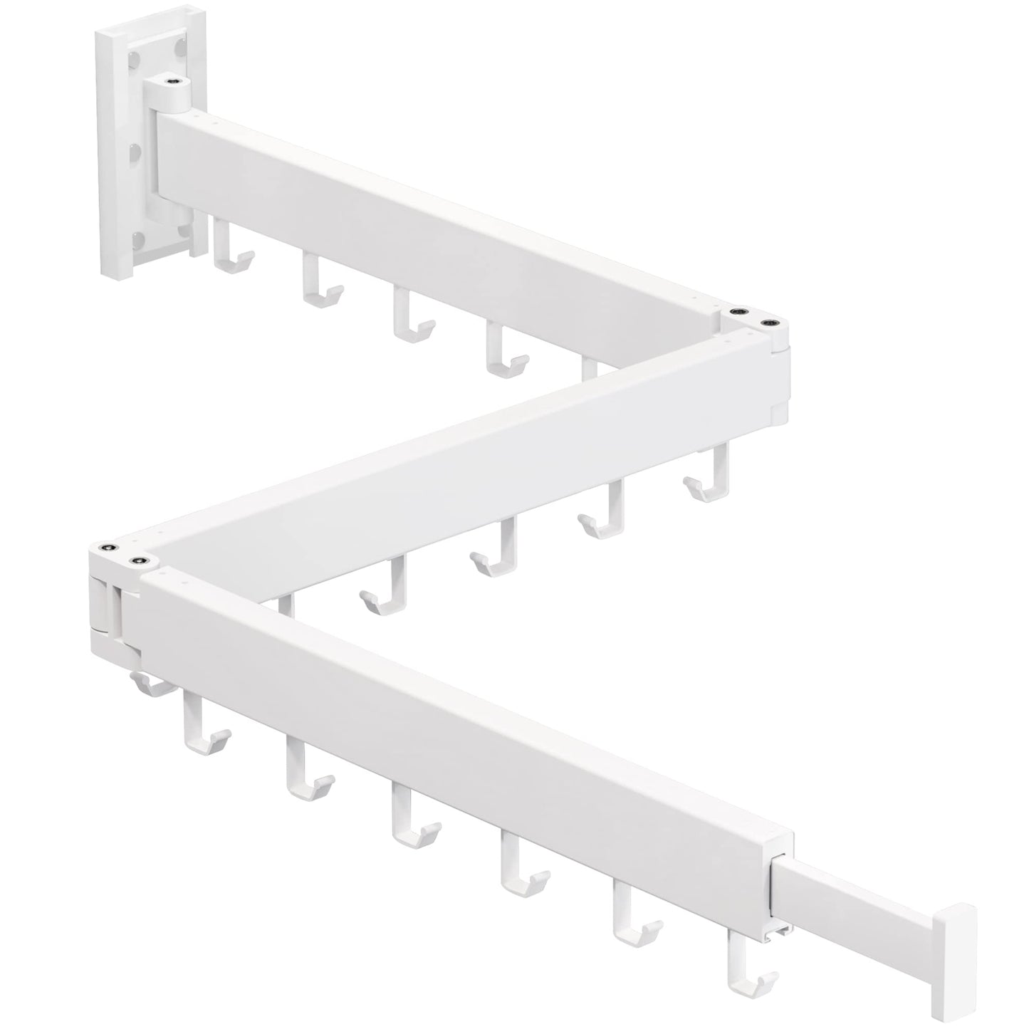 Clothes Drying Rack,Wall Mounted Drying Rack,Drying Rack Clothing,Laundry Drying Rack,Clothes Hanging Rack,Laundry Rack Wall Mount,Retractable,Collapsible Drying Rack Clothing (J Shape Hooks，White