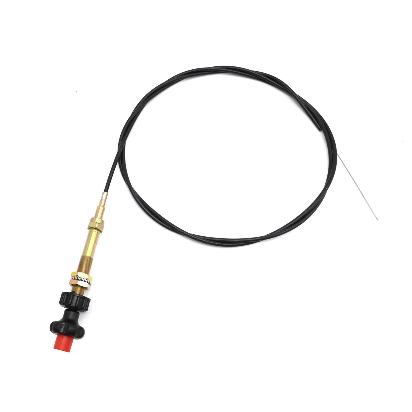 DUZFOREI 55204 1PC Control Cable, Locking Throttle Cable with 2-Inch Black Knob, 10 Feet Long, Suitable for Most Control Cables