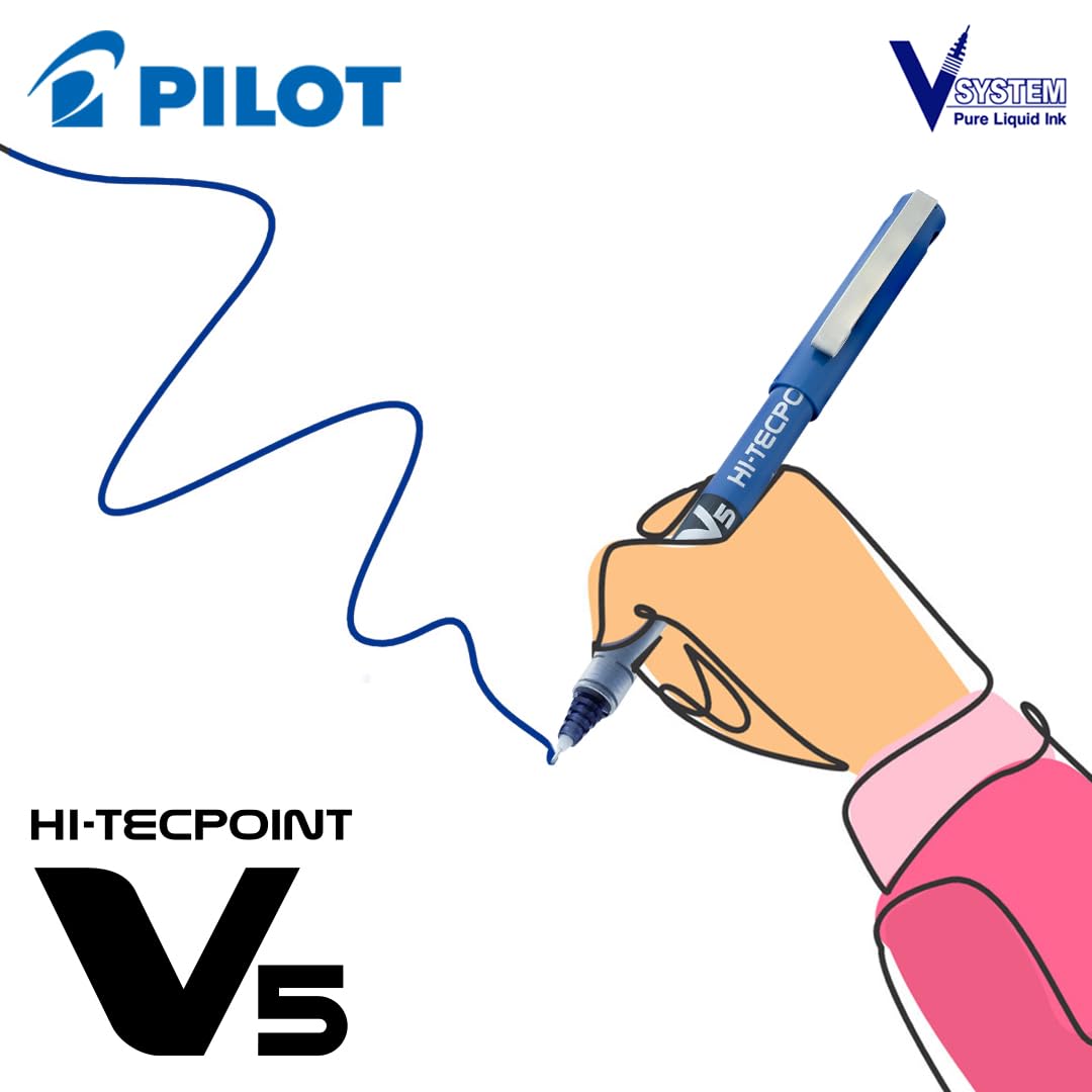 Pilot Hi-Tecpoint V5 Pen, Blue (Pack of 12)
