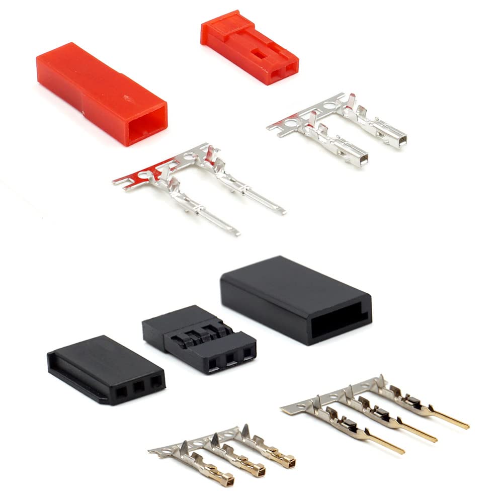 55 Sets Servo Plug Male Female Connector Crimp Pin Cable Kit with Crimping Tool Compatible JST SYP Futaba for Hitec Spektrum RC