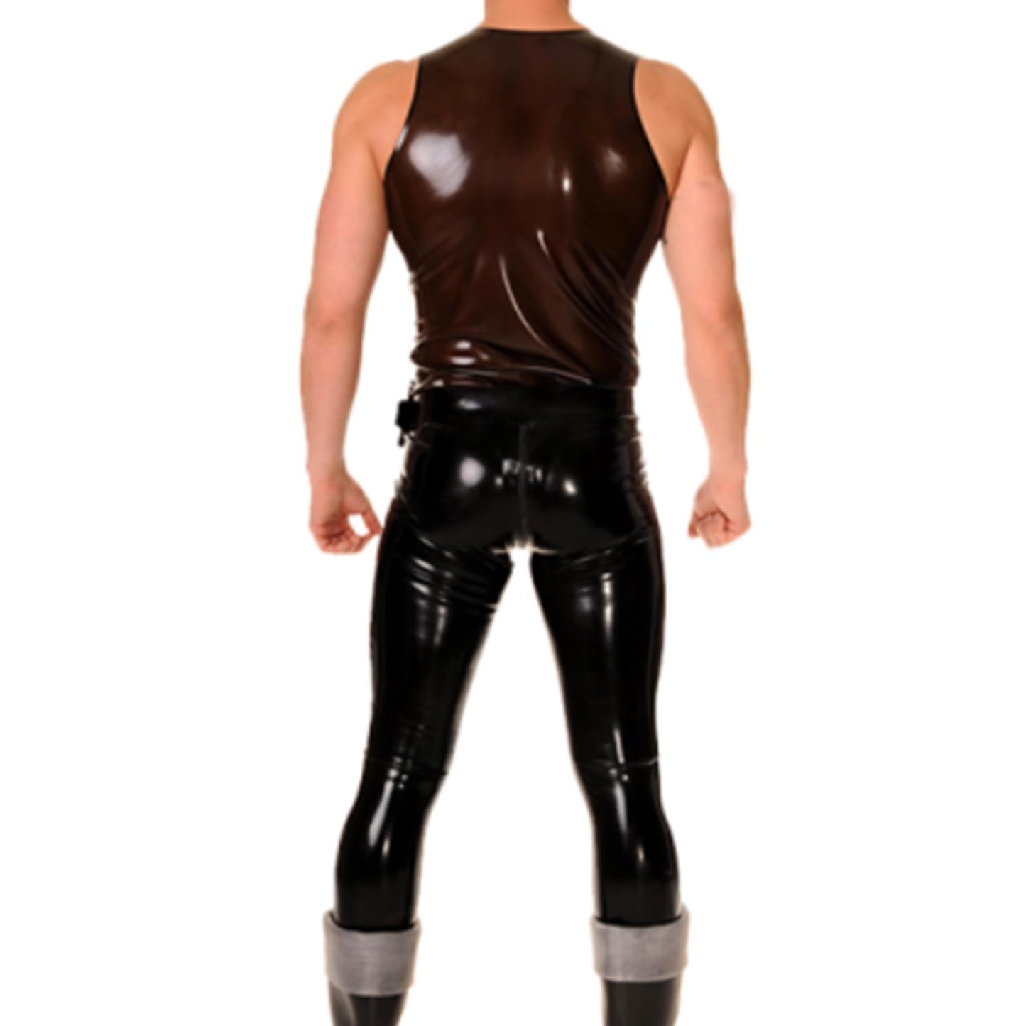 Black Latex Vest for Men,Handmade Natural Rubber T-Shirts,Suitable for Novelty Latex Club Wear, Black, Large