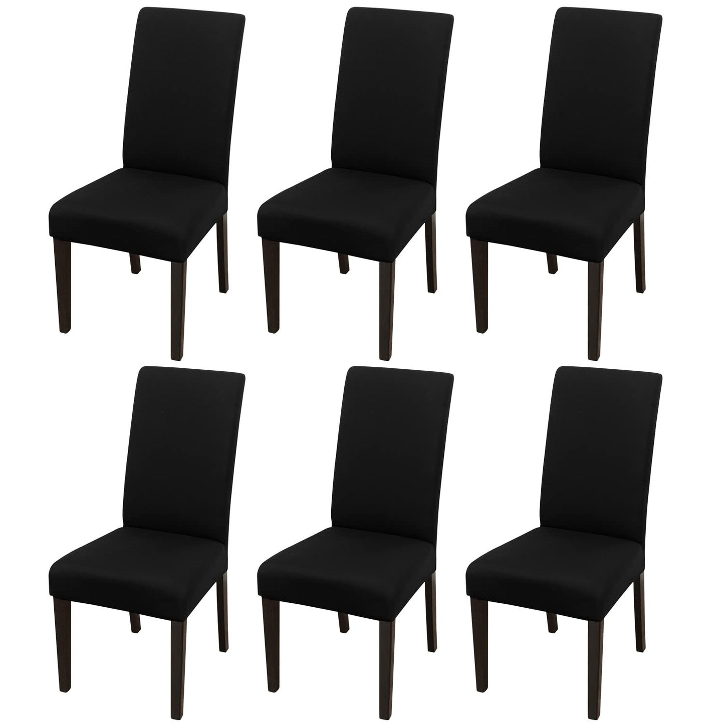 JQinHome High Stretch Removable Washable Chair Seat Protector Cover for Home Party Hotel Wedding (Pack of 6, Black)