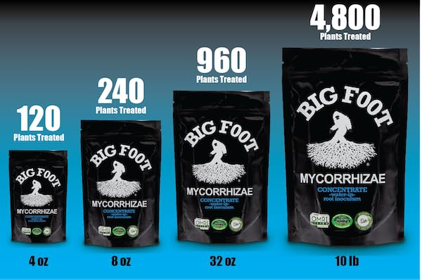 Big Foot Mycorrhizae Water Soluble Concentrate for New and EXISTING Plants - Includes Worm Castings, Kelp, Azomite, Biochar, Humic Acid - 8 Ounces
