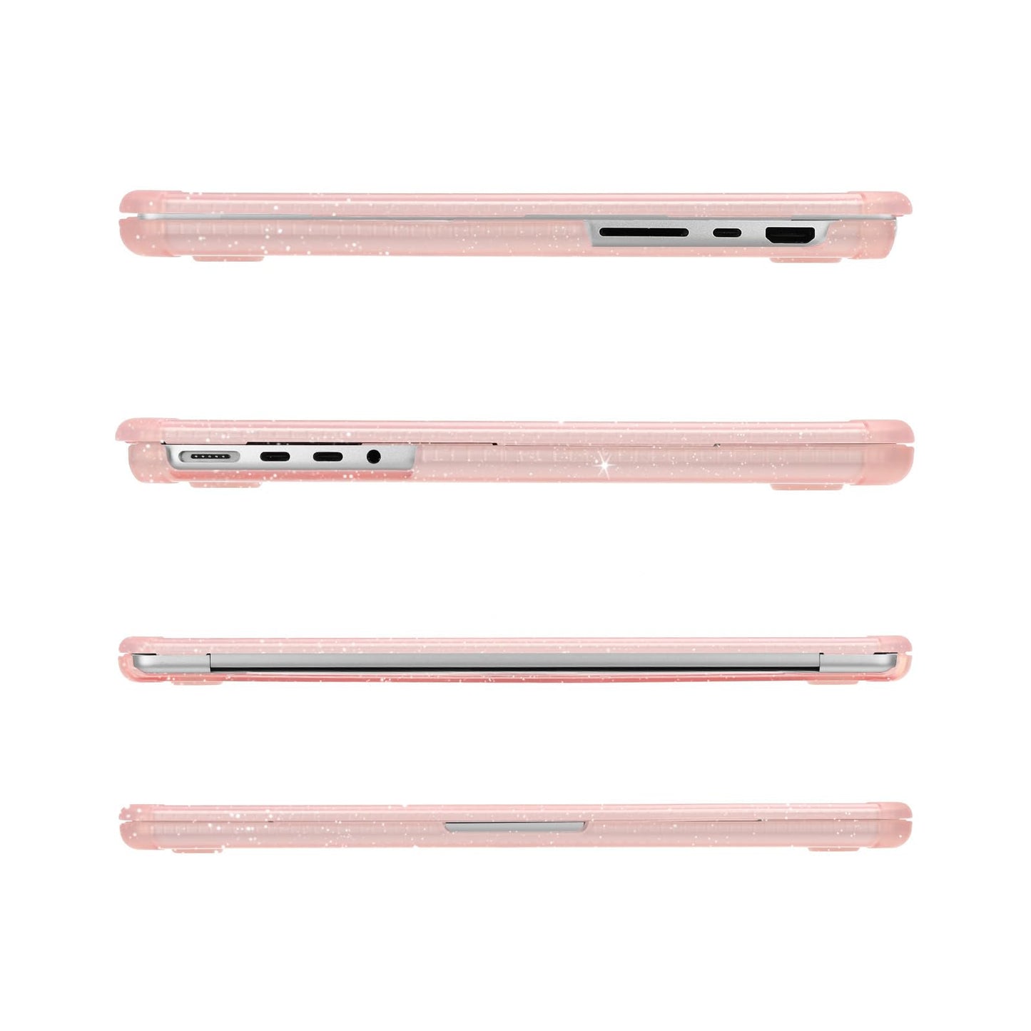 MOSISO Compatible with MacBook Pro 14 inch Case 2026-2021 M5 M4 M3 M2 M1 A3427 A3426 A3434 A3112 A3185 A3401 A2918 A2992 A2779 A2442, 2 in 1 Kit Heavy Duty Glitter Shell with TPU Bumper, Pink