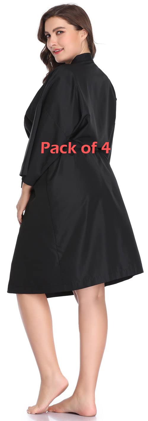 PERFEHAIR Salon Robes Smock for Clients, Pack of 4, Hair Salon Client Gown Cape, Black