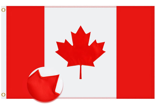 Canadian Flag 3x6Ft Outdoor Indoor, 250D Durable Nylon Heavy Duty, Embroidered Maple Leaf and Brass Grommets, Official Proportion 36X72 inch Canada National Flag for Parade Home Garden Office Decor