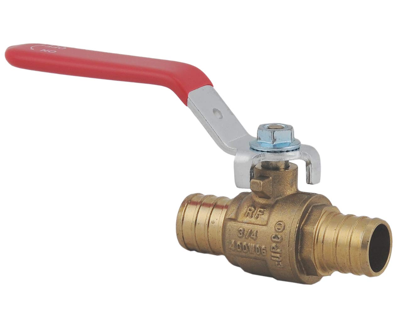 PEX Brass Ball Valve, 3/4-in PEX Lead Free Brass Shut Off Ball Valve with Red & Blue Long Lever Or T Handle,Pex Barb Water Valve with cUPC Certified for Cold and Hot Water (4-Pack)