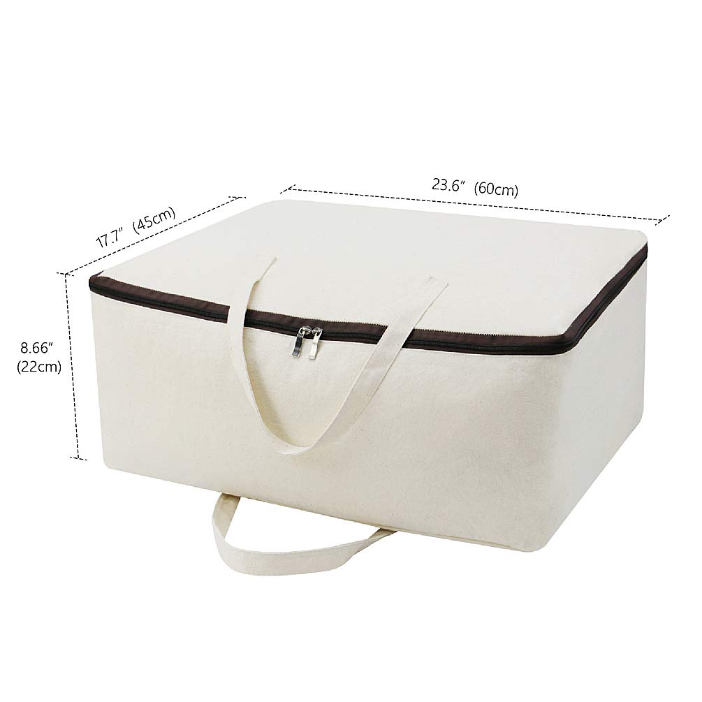AMJ 5 Pcs, Household Essentials 100% Cotton Canvas Collapsible Storage Bag with Zippers & Handles, Storage Bag Packing Bags for Traveling Camping Dorm | Beige