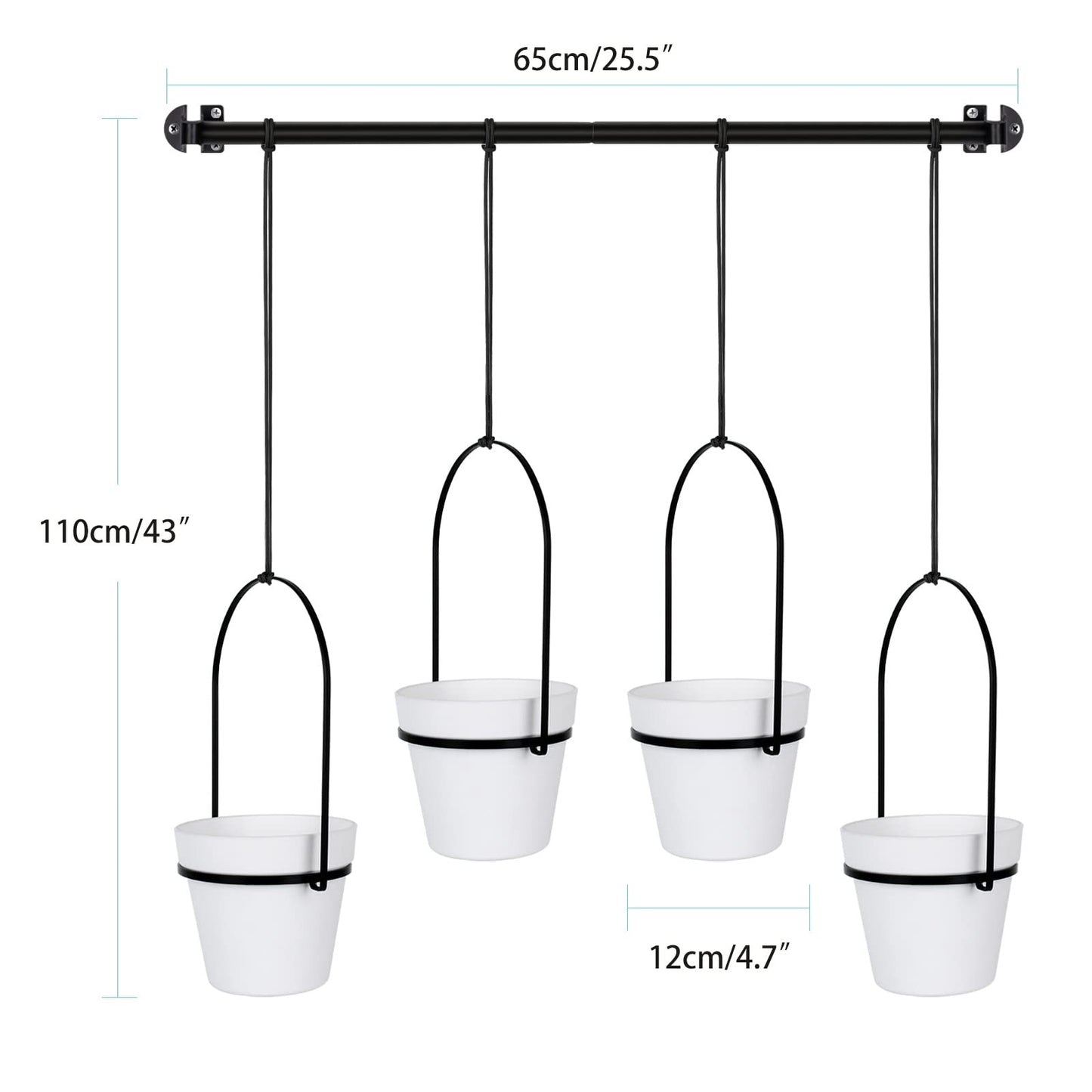 Hanging Planter Hanging Plant Holder, 6 Inch 4 Indoor Plant Pots, Wall/Window Plant Hanger Indoor Herb Garden