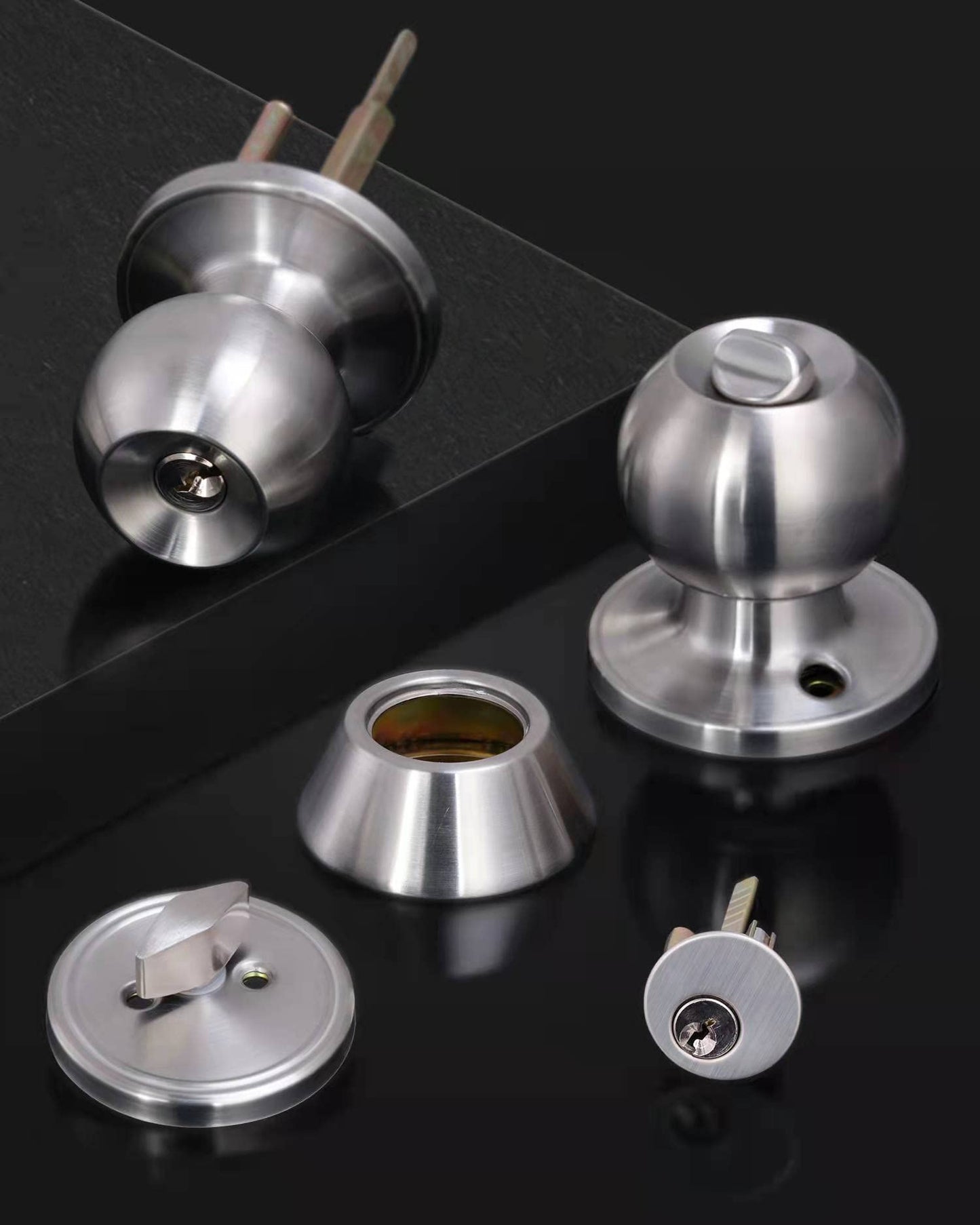 2 Sets All Keyed Same Entry Door Knob and Single Cylinder Deadbolt Combo Set, Satin Nickel Exterior Door Knobs with Lock and Keys for Entrance and Front Door