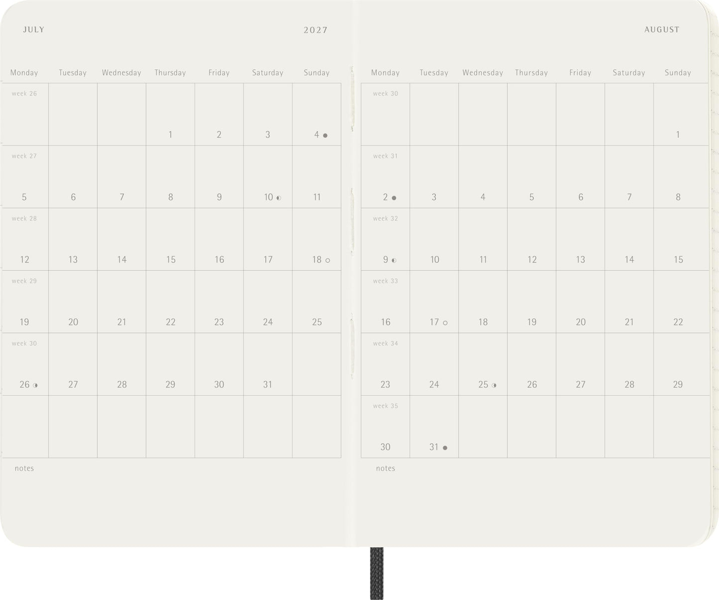 Moleskine Classic 18 Month 2026-2027 Weekly Planner, Soft Cover, Pocket (3.5" x 5.5"), Black, 208 pages