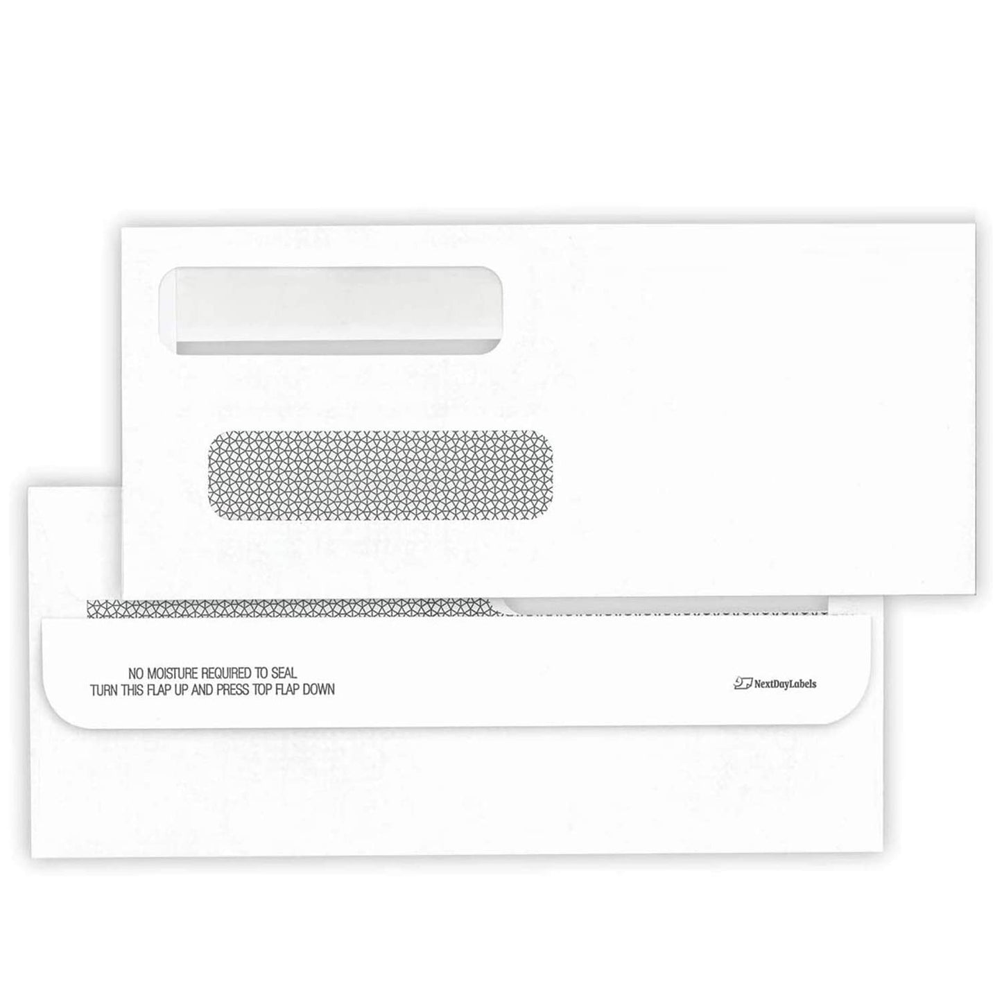 NextDayLabels #8 Double Window Check Envelopes - 100 Pack Ready-Seal Business Envelopes with Security Tint - Self-Sealing Envelopes with Window for Laser Printed Checks - Made in USA