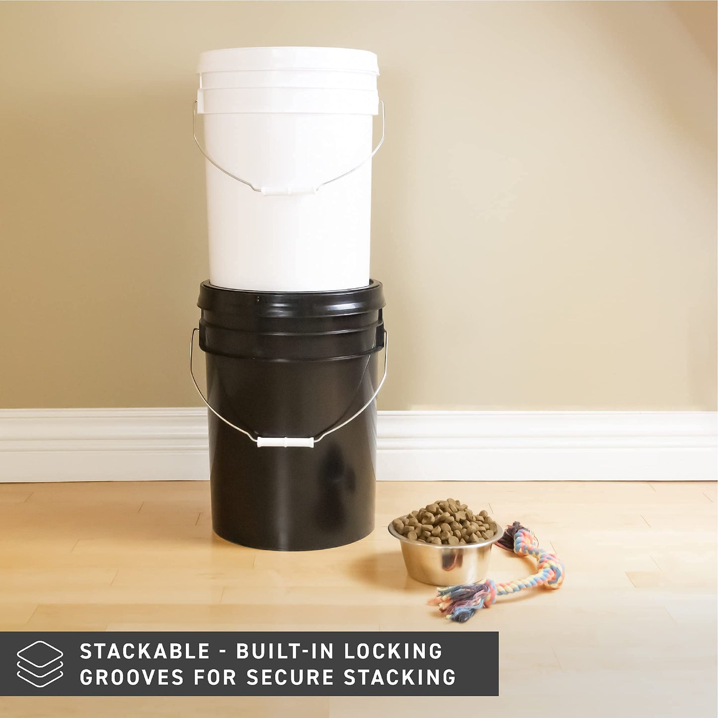 72 HRS Ready Seal Lid with 5 Gallon Bucket, Premium Seal Lid Airtight Leakproof BPA-Free Food-Grade Bucket Lid, Home Stackable All-Purpose Specialty Screw Seal Lid and Food Storage Container (White)