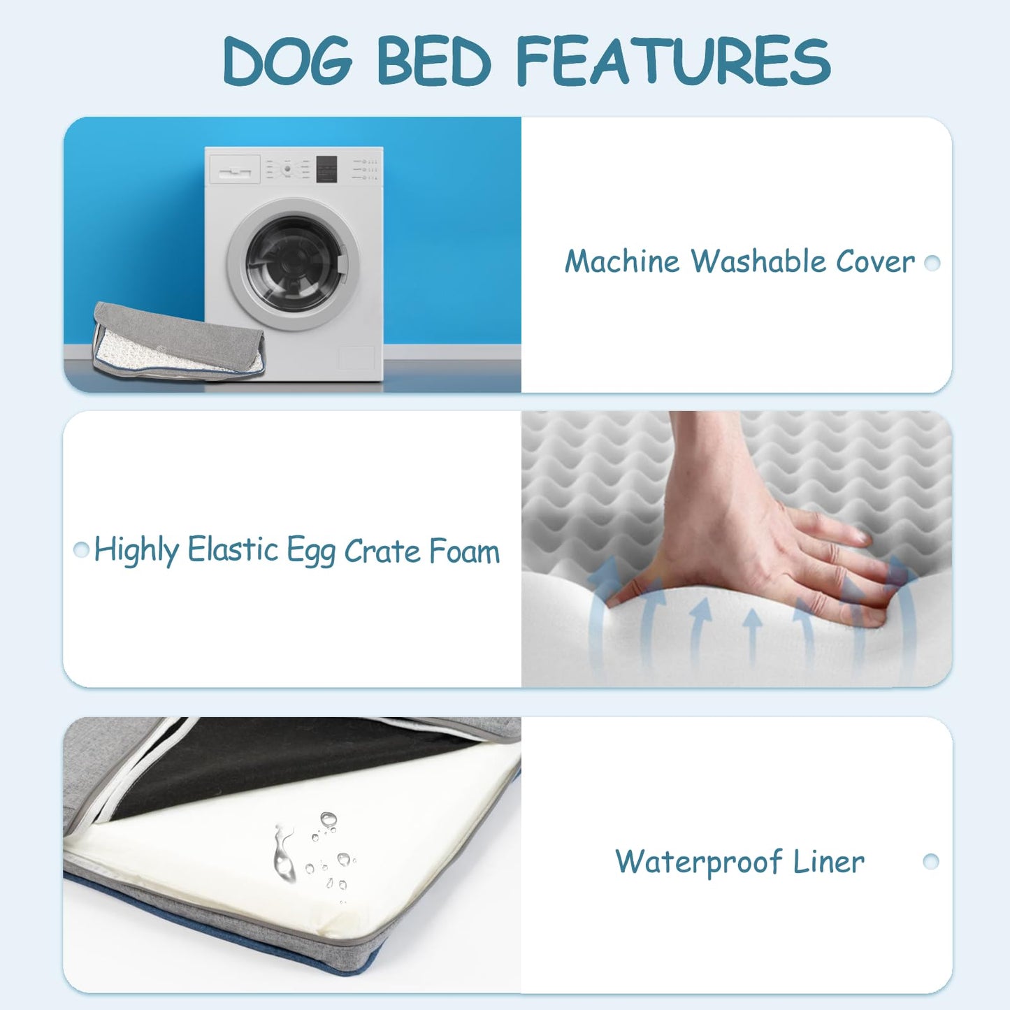 EMPSIGN Waterproof Dog Bed for Crate Pad Reversible Cool and Warm, Pet Beds with Washable and Removable Cover, Sleeping Mats for Large Medium Small Dogs