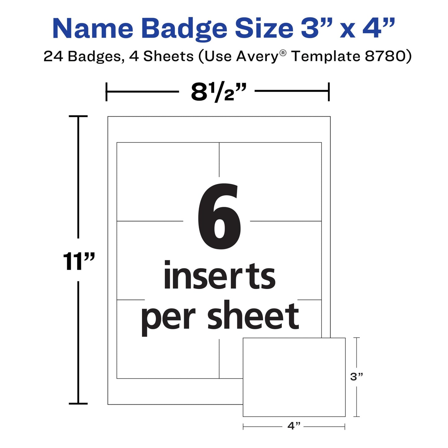 Magnetic Style Name Badges, PVC Plastic, 3" x 4", White