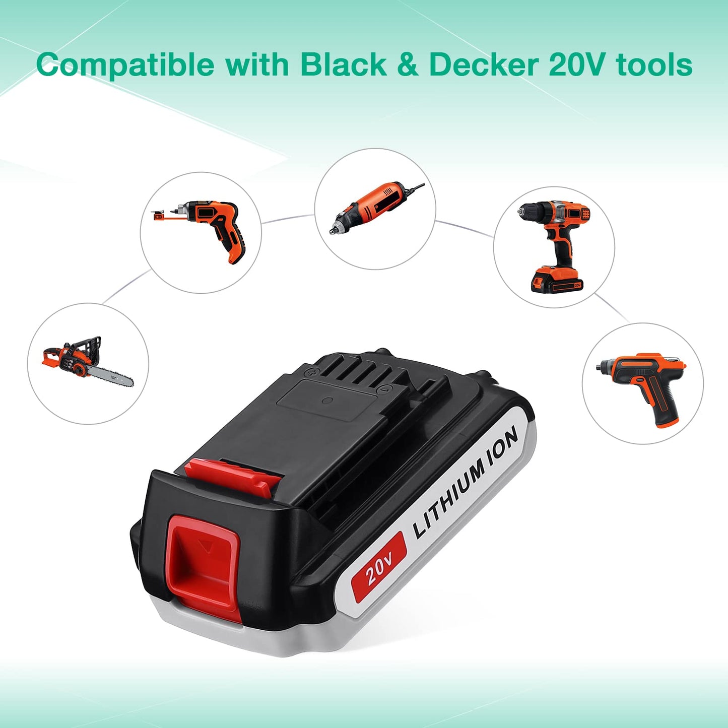 FirstPower 3000mAh 20V Battery and Charger Compatible with Black and Decker 20V Tools Replace for LBXR20 LBXR20-OPE LB20 LBX20 LBX4020 Battery and LCS1620 20V Battery Charger