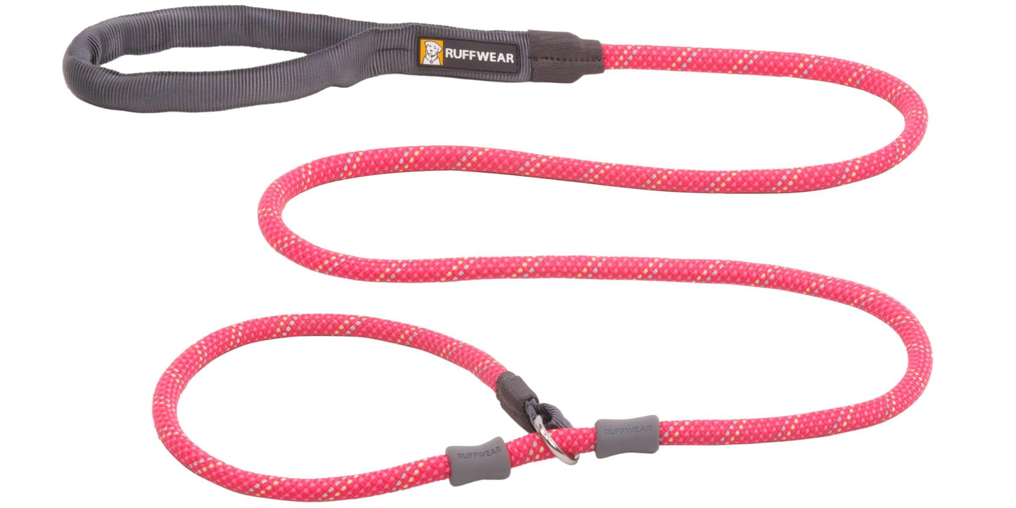 Ruffwear, Just‑a‑Cinch Slip Lead Dog Leash, 5 ft Reflective Rope with Adjustable Silicone Stoppers, Collar‑Free Cinch Design, Tubular Webbing Handle, Accessory Loop, Pink