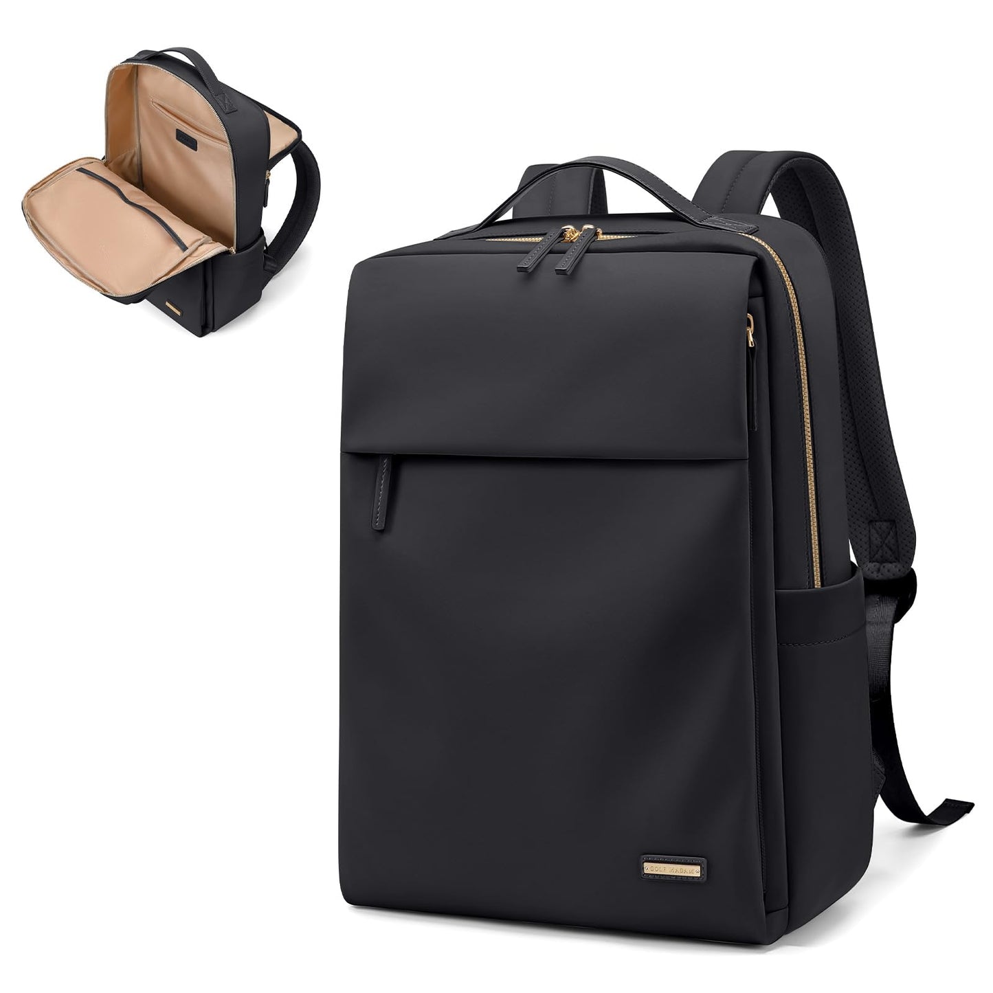 Travel Laptop Backpack for Women Airline Approved for Work College Travel Multi-Functional Casual Daypack Teacher Nurse Bags Fits 15.6 Inch Notebook (Black)