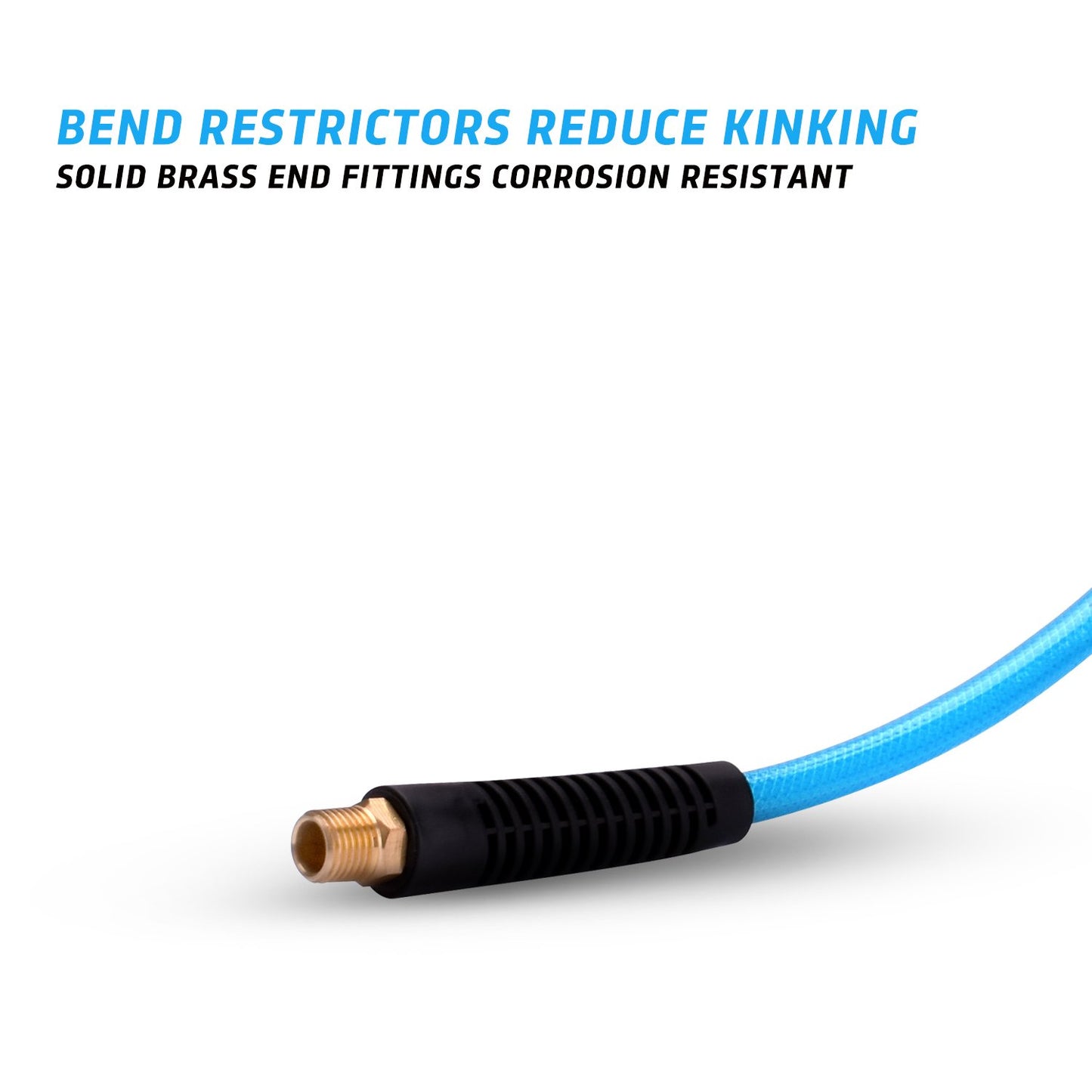 WYNNsky Reinforced Polyurethane (PU) Air Hose, 1/4" x100ft, 300 PSI, Air Compressor Hose with 1/4" MNPT Brass Endings