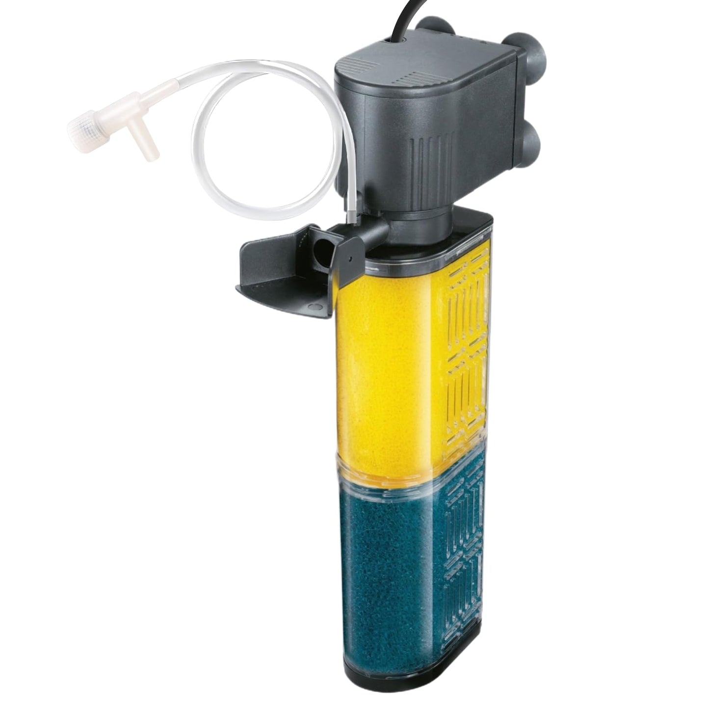 Aquarium Filter for 30-100 Gallons, Ultra-Quiet Fish Tank Filters Biochemical Filtration 400GPH Powerful Pump Submersible Sponge Filter for Large Fish & Turtle Tanks Water Clear Air Supply