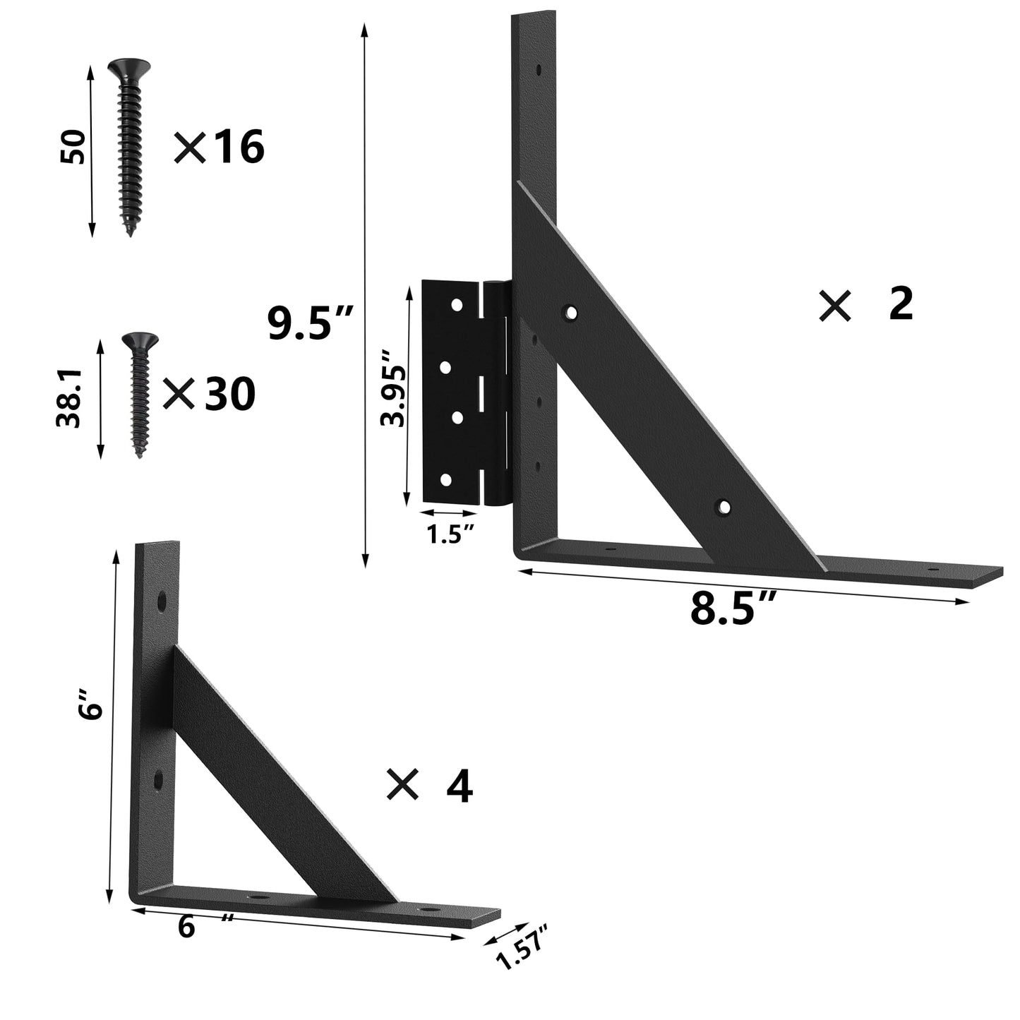 [Heavy Duty] Sdstone Gate Kits, Adjustable Gate Corner Brace Bracket Anti Sag Gate Frame Kit, gate Hardware kit for Wood Fence,Driveway Gates,Shed Doors,Corral Gates