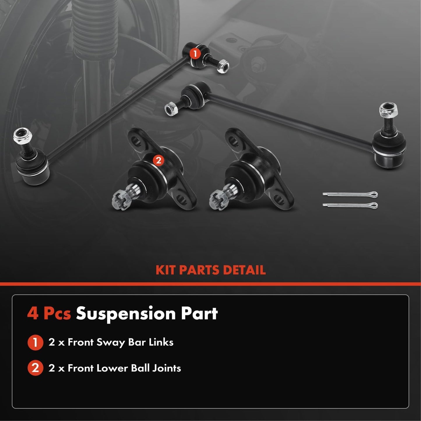 A-Premium Set of 4, Front Sway Bar Link, Lower Ball Joint, Compatible with Hyundai Accent 2006-2011, Kia Rio 2006-2011, Rio5 2006-2011