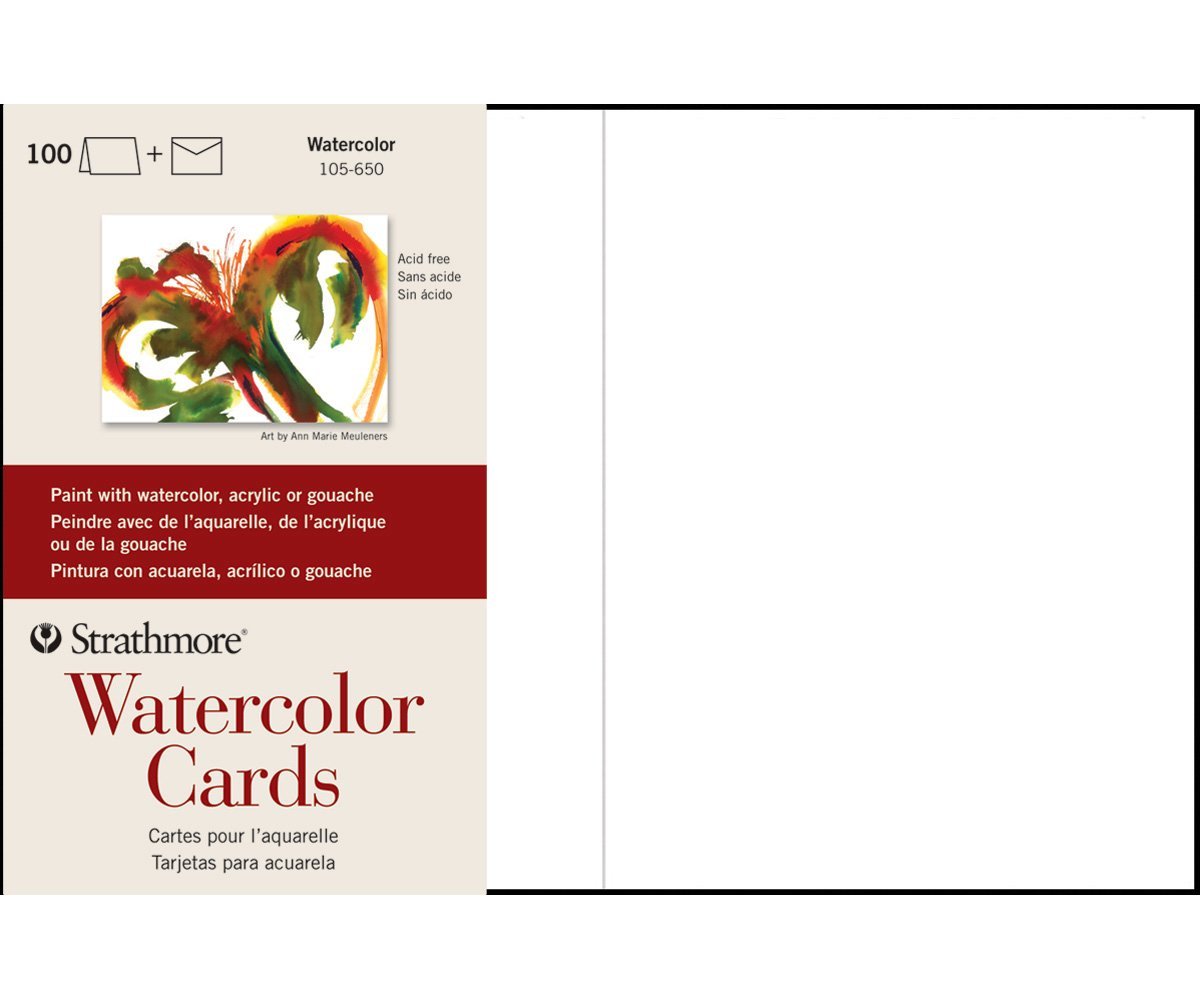 Strathmore Watercolor Cards, 5x6.875 inches, 100 Pack, Envelopes Included - Blank Greeting Cards for Weddings, Events, Birthdays